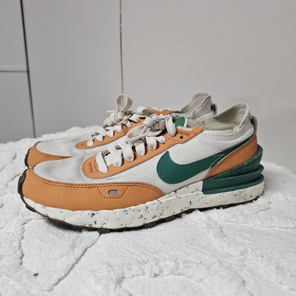 Nike Waffle One Crater Women's Orange Green Sneakers Size 8 Athletic Running Gym